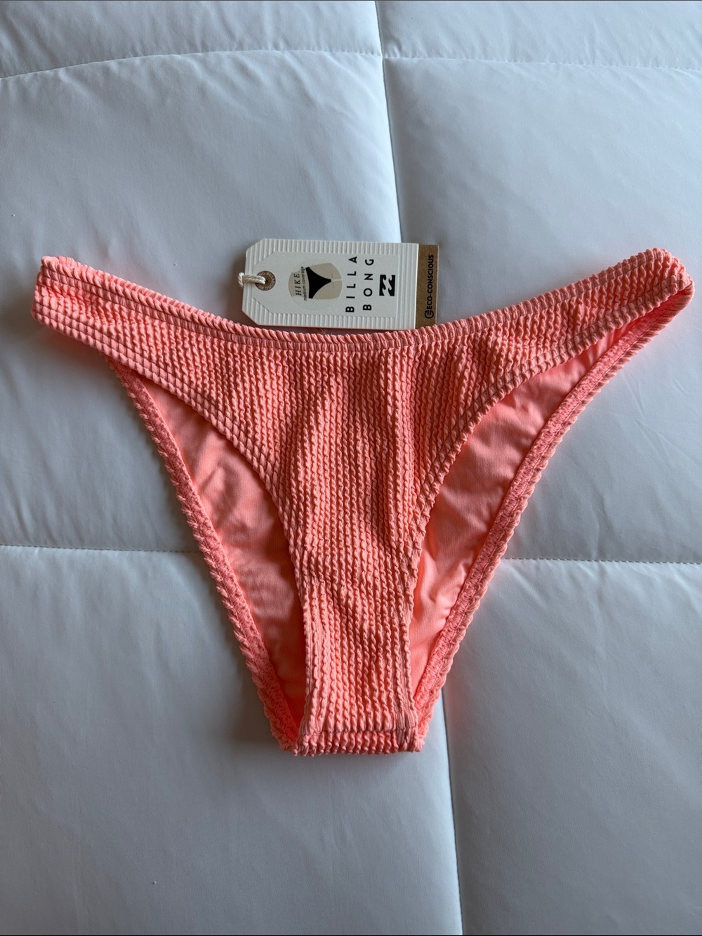 Billabong Hike Coral Pink Textured Bikini Bottoms